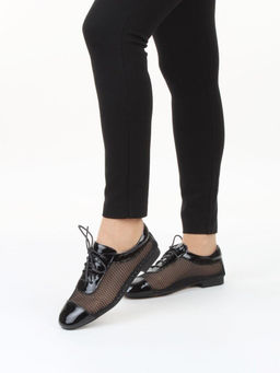 03-H17C-30AG BLACK Полуботинки женские (натуральная кожа)