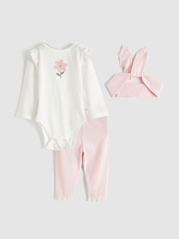 ?i?ek Bask?l? K?z Bebek Tak?m 3l?