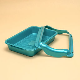 Туалет средний с бортом и сеткой 36 х 26 х 9 см, лоток+сетка+борт бирюзовые