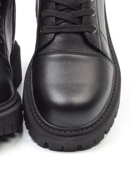 01-5275-1 BLACK Ботинки демисезонные женские (натуральная и искусственная кожа, байка)