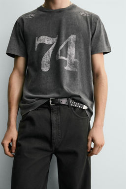 WASHED T-SHIRT WITH CONTRAST PRINTS - Zara фото 15