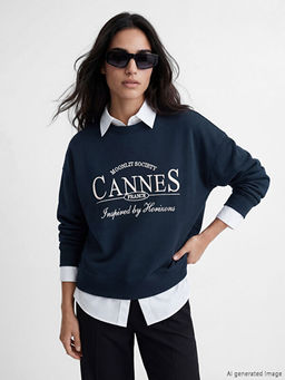 Cannes Bask?l? Oversize Kad?n Sweatshirt