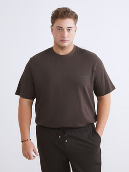 B?y?k Beden Bask?l? Penye Erkek Ti??rt