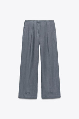 ZW COLLECTION LINEN PLEATED TROUSERS - Zara фото 7