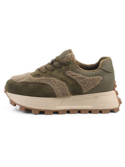 04-P118-2C GREEN Кроссовки демисезонные женские (натуральная замша, натуральная кожа, текстиль)