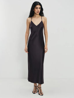 Атласное платье миди на бретелях / Zarina