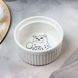 Рамекин керамический «Кушай», 9.5×4.5 см, 200 мл, цвет белый