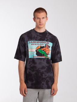 Футболка ЗАПОРОЖЕЦ Karate Game Loose Fit Tiy Die BLACK