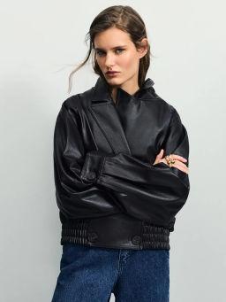 Куртка-бомбер из искусственной кожи с отложным воротником ZR2604102201-27 / Zarina  фото 8