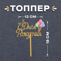 Топпер С днём рождения, шарики