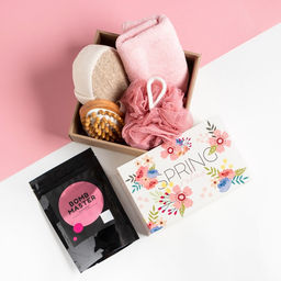 Подарочный набор Этель Spring, полотенце 30?60 см, мочалка, массажёр