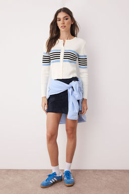 Ekru*001-Lacivert Crop Renk Bloklu-Duz 2li Triko H?rka TWOAW26HI00127 - Trendyolmilla фото 12