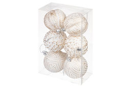 Набор 6 новогодних шаров 8*8 см Винтажные узоры шампань с эффектом старины - Elan gallery фото 6