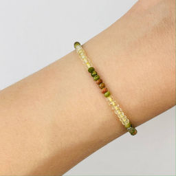 Браслет из Унакита и Лимонного кварца 16 см +