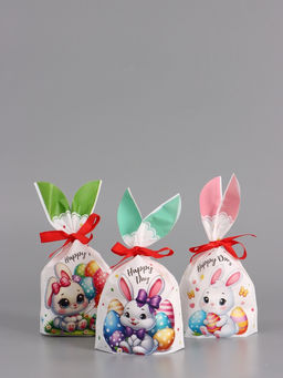 Цена за 50 шт. Пакет полиэтиленовый подарочный с ушками "Зайчата", 13 х 23±1 см