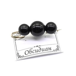 Брошь-булавка оберег от сглаза с обсидианом 33*11 мм. Радуга камня