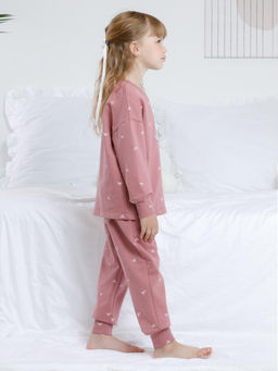 К 1581/темная пудра,бантики пижама дет