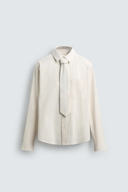 STRIPED SHIRT WITH CONTRAST TIE - Zara фото 15