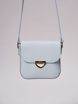 Сумка кожаная через плечо Deboro 3158 голубая вода