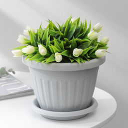 Горшок для цветов с поддоном Сильвер ЭКО, 1.9 л, d=18 см, светло-серый - Simaland фото 6