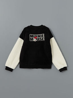 Bisiklet Yaka Minnie Mouse Nak??l? Pel?? K?z ?ocuk Ceket