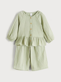 Bisiklet Yaka K?z Bebek M?slin G?mlek ve Pantolon