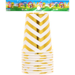 Стакан бумажный 0,2л в наборе 10 шт "Зигзаг", золото