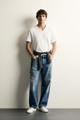 POLO REGULAR FIT ESTRUCTURA CALADOS / Blanco roto