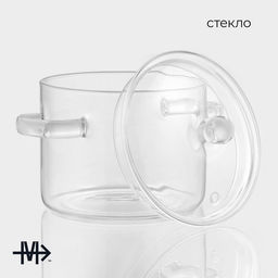 Кастрюля Magistro «Лия», 1.2 л, d=14 см, с крышкой, жаропрочное стекло, прозрачная