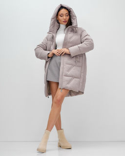 Куртка зимняя женская классическая с капюшоном светло-коричневого цвета 7671SK - Visdeer фото 19