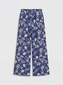 Beli Lastikli ?i?ekli Kad?n Pantolon