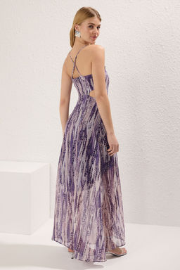 TRENDYOLMILLA Cok Renkli A Kesim Astarl? Pencere/Cut Out Detayl? Cicek Desenli Maxi Dokuma Elbise TWOSS20EL1270  фото 27