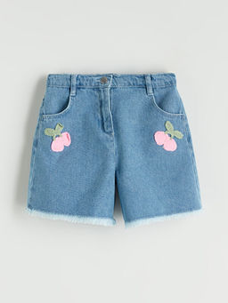 Nak??l? K?z ?ocuk Denim G?r?n?ml? ?ort