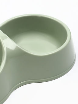 Цена за 2 шт. Миска двойная "Мур-мяу", 200 мл, 22.5 см × 13 см × 6 см, пластик, цвет фисташковый