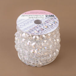 Бусы на нитях, с голографией, 10 мм, 9±1 м, прозрачные