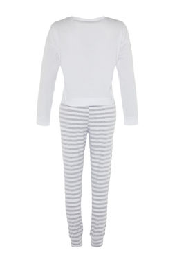 Trendyolmilla Lacivert %100 Pamuklu Ay?c?kl? Orme Pijama Tak?m? THMAW21PT0302  фото 8