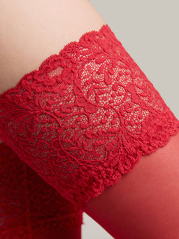 Чулки CONTE AMOUR Чулки с ажурной резинкой и эффектом шелка rosso  фото 3