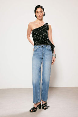 Mavi STUDIO Yuksek Bel %100 Pamuk Straight Duz Kesim Jeans TWOSS26JE00238 - Trendyolmilla фото 4