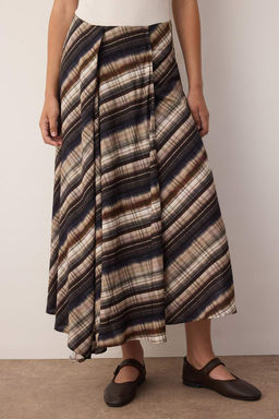 Trendyolmilla Cok Renkli Asimetrik Y?rtmacl? Uzun/Maxi Viskon Etek TWOSS25ET00183 фото 11