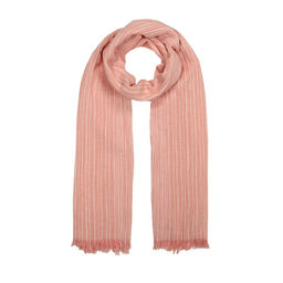 Палантин креш в деликатную полоску кораллового цвета