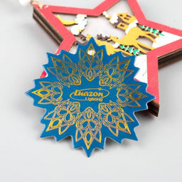 Ёлочная игрушка «Красная звезда с оленями», 10х10х1 см, 3 LED, от батареек, свечение тёплое белое