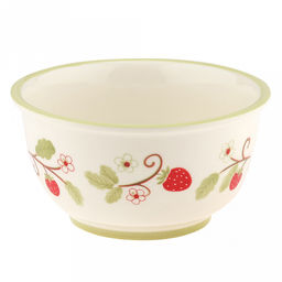 "Земляничная поляна" Салатник фарфоровый 820мл, д15,2см, h8см, с деколью, отводка, кремовый (Китай)