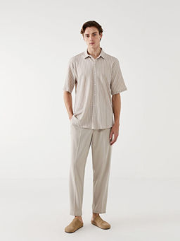 Regular Fit K?sa Kollu ?izgili Erkek G?mlek