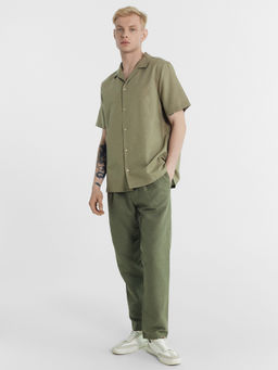 Брюки мужские оливково-зеленые из хлопка и льна - Mark formelle фото 2