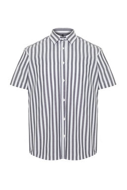 Gri Slim Fit Cizgili Gomlek K?sa Kollu TMNSS24GO00038 - Trendyolmilla фото 7