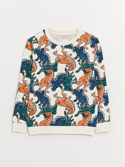 Bisiklet Yaka Bask?l? Uzun Kollu Erkek ?ocuk Ti??rt