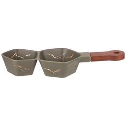 МЕНАЖНИЦА С ДЕРЕВЯННОЙ РУЧКОЙ КОЛЛЕКЦИЯ ЗОЛОТОЙ МРАМОР ЦВЕТ:GRAY 32*12,5*5 СМ - Lefard фото 3
