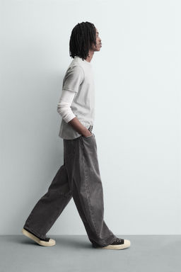 PANTAL?N BARREL FIT LAVADO / Gris oscuro - Zara фото 6