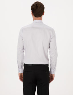 A__k Gri Slim Fit %100 Pamuk Klasik G_mlek