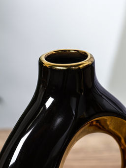 Ваза для цветов «Лари», набор 2 шт., 22×20 см, d=4 см, керамика, чёрная